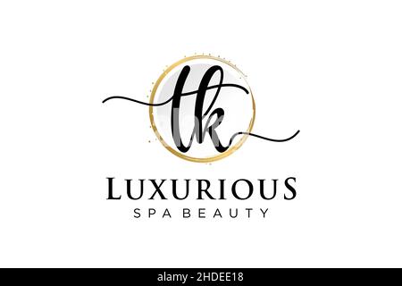 Initial TK feminine logo. Usable for Logo for fashion,photography, wedding, beauty, business. Flat Vector Logo Design Template . Stock Vector