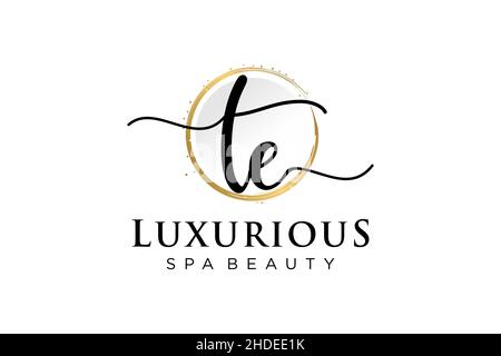 Initial TE feminine logo. Usable for Logo for fashion,photography, wedding, beauty, business. Flat Vector Logo Design Template . Stock Vector