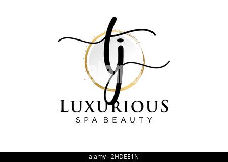 Initial TJ feminine logo. Usable for Logo for fashion,photography, wedding, beauty, business. Flat Vector Logo Design Template . Stock Vector