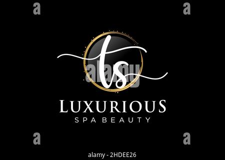 Initial TS feminine logo. Usable for Logo for fashion,photography, wedding, beauty, business. Flat Vector Logo Design Template . Stock Vector