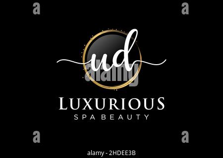 Initial UD feminine logo. Usable for Logo for fashion,photography, wedding, beauty, business. Flat Vector Logo Design Template . Stock Vector