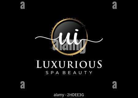 Initial UI feminine logo. Usable for Logo for fashion,photography, wedding, beauty, business. Flat Vector Logo Design Template . Stock Vector