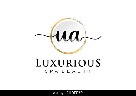 Initial UA feminine logo. Usable for Logo for fashion,photography, wedding, beauty, business. Flat Vector Logo Design Template . Stock Vector
