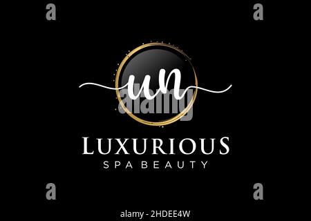 Initial UN feminine logo. Usable for Logo for fashion,photography, wedding, beauty, business. Flat Vector Logo Design Template . Stock Vector