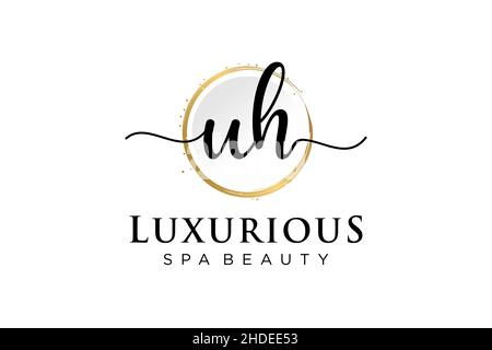 Initial UH feminine logo. Usable for Logo for fashion,photography, wedding, beauty, business. Flat Vector Logo Design Template . Stock Vector