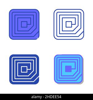 RFID tag icon set in flat and line style. Radio frequency identification symbol. Vector illustration. Stock Vector