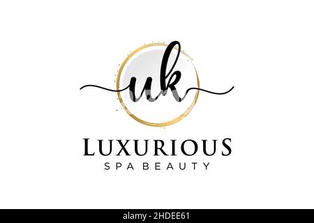 Initial UK feminine logo. Usable for Logo for fashion,photography, wedding, beauty, business. Flat Vector Logo Design Template . Stock Vector
