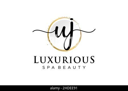 Initial UJ feminine logo. Usable for Logo for fashion,photography, wedding, beauty, business. Flat Vector Logo Design Template . Stock Vector