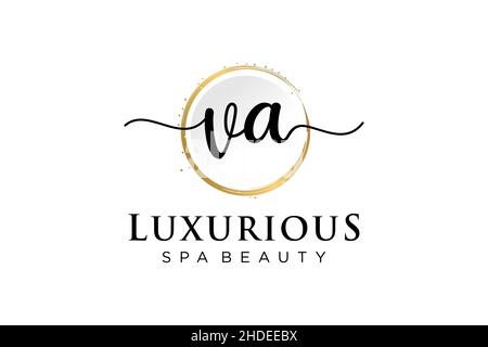 Initial VA feminine logo. Usable for Logo for fashion,photography, wedding, beauty, business. Flat Vector Logo Design Template . Stock Vector