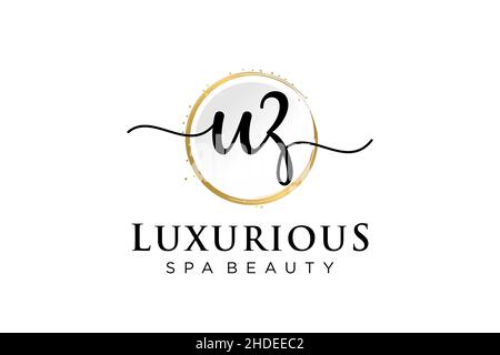 Initial UZ feminine logo. Usable for Logo for fashion,photography, wedding, beauty, business. Flat Vector Logo Design Template . Stock Vector
