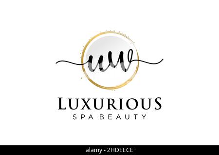 Initial UW feminine logo. Usable for Logo for fashion,photography, wedding, beauty, business. Flat Vector Logo Design Template . Stock Vector