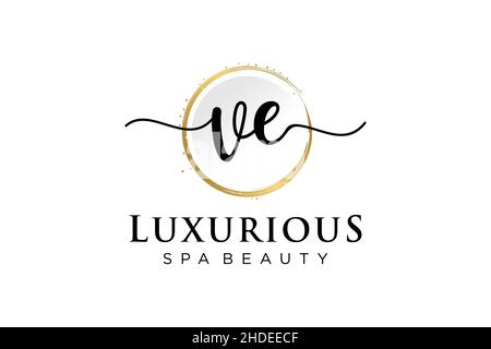 Initial VE feminine logo. Usable for Logo for fashion,photography, wedding, beauty, business. Flat Vector Logo Design Template . Stock Vector