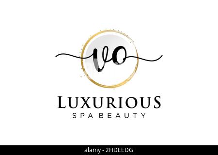 Initial VO feminine logo. Usable for Logo for fashion,photography, wedding, beauty, business. Flat Vector Logo Design Template . Stock Vector