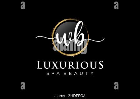 Initial WB feminine logo. Usable for Logo for fashion,photography, wedding, beauty, business. Flat Vector Logo Design Template . Stock Vector