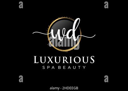 Initial WD feminine logo. Usable for Logo for fashion,photography, wedding, beauty, business. Flat Vector Logo Design Template . Stock Vector