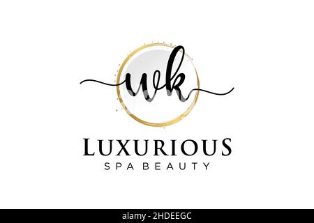 Initial WK feminine logo. Usable for Logo for fashion,photography, wedding, beauty, business. Flat Vector Logo Design Template . Stock Vector