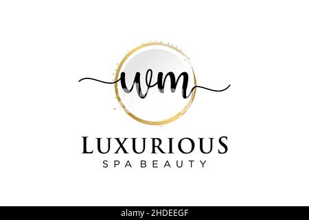 Initial WM feminine logo. Usable for Logo for fashion,photography, wedding, beauty, business. Flat Vector Logo Design Template . Stock Vector
