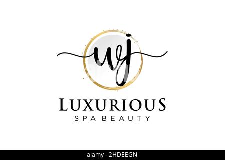 Initial WJ feminine logo. Usable for Logo for fashion,photography, wedding, beauty, business. Flat Vector Logo Design Template . Stock Vector