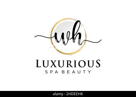 Initial WH feminine logo. Usable for Logo for fashion,photography, wedding, beauty, business. Flat Vector Logo Design Template . Stock Vector