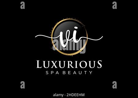 Initial VI feminine logo. Usable for Logo for fashion,photography, wedding, beauty, business. Flat Vector Logo Design Template . Stock Vector