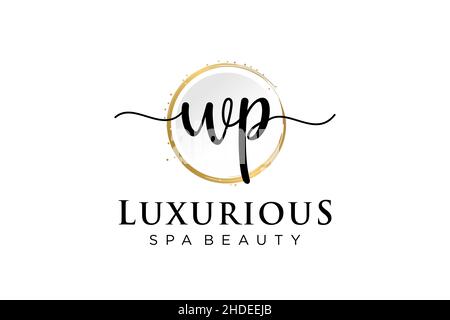 Initial WP feminine logo. Usable for Logo for fashion,photography, wedding, beauty, business. Flat Vector Logo Design Template . Stock Vector