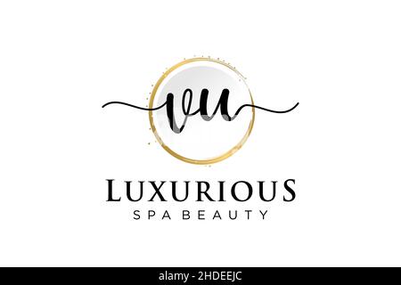 Initial VU feminine logo. Usable for Logo for fashion,photography, wedding, beauty, business. Flat Vector Logo Design Template . Stock Vector