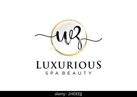 Initial WZ feminine logo. Usable for Logo for fashion,photography, wedding, beauty, business. Flat Vector Logo Design Template . Stock Vector