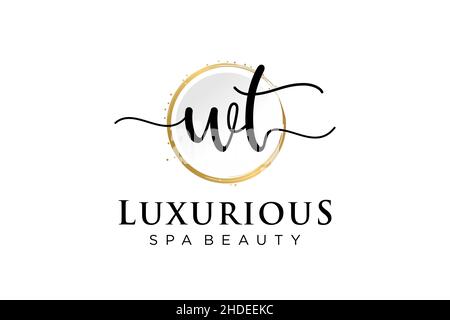 Initial WT feminine logo. Usable for Logo for fashion,photography, wedding, beauty, business. Flat Vector Logo Design Template . Stock Vector