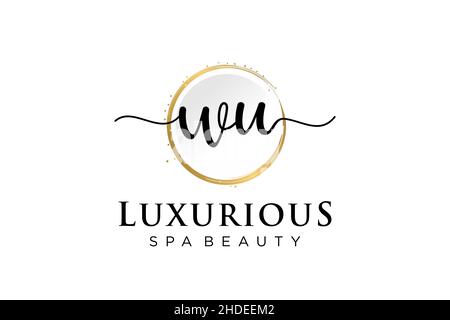 Initial WU feminine logo. Usable for Logo for fashion,photography, wedding, beauty, business. Flat Vector Logo Design Template . Stock Vector