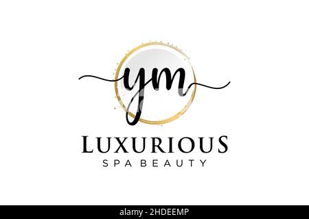 Initial YM feminine logo. Usable for Logo for fashion,photography, wedding, beauty, business. Flat Vector Logo Design Template . Stock Vector