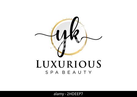 Initial YK feminine logo. Usable for Logo for fashion,photography, wedding, beauty, business. Flat Vector Logo Design Template . Stock Vector