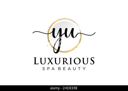 Initial YU feminine logo. Usable for Logo for fashion,photography, wedding, beauty, business. Flat Vector Logo Design Template . Stock Vector