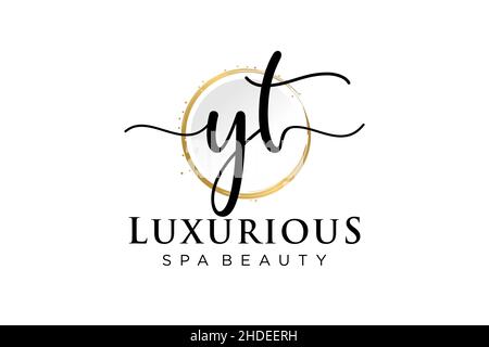 Initial YT feminine logo. Usable for Logo for fashion,photography, wedding, beauty, business. Flat Vector Logo Design Template . Stock Vector