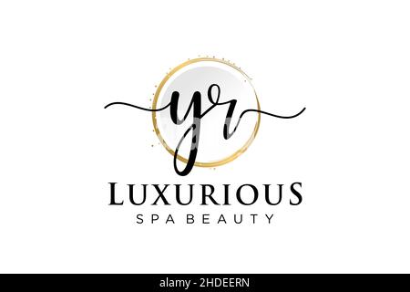 Initial YR feminine logo. Usable for Logo for fashion,photography, wedding, beauty, business. Flat Vector Logo Design Template . Stock Vector