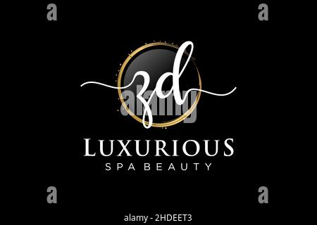 Initial ZD feminine logo. Usable for Logo for fashion,photography, wedding, beauty, business. Flat Vector Logo Design Template . Stock Vector