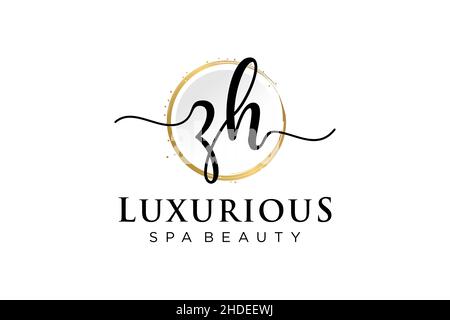 Initial ZH feminine logo. Usable for Logo for fashion,photography, wedding, beauty, business. Flat Vector Logo Design Template . Stock Vector