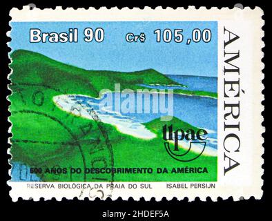 MOSCOW, RUSSIA - NOVEMBER 4, 2021: Postage stamp printed in Brazil shows National Parks, Nature serie, circa 1990 Stock Photo