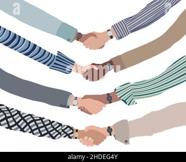 Close up handshake between business or finance people. Concept of partnership-communication-deal-success and agreements between business person. Team Stock Vector