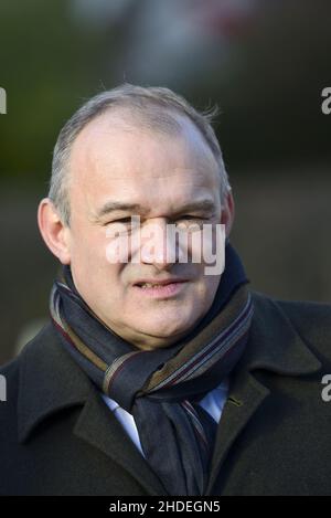 Sir Ed Davey MP (LibDem: Kingston and Surbiton) leader of the Liberal Democrats, in Victoria Tower Gardens, Westminster Stock Photo