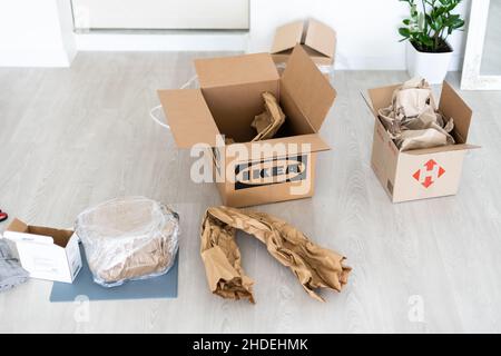 Kiev, Ukraine - May 27 2021: open ikea box near the door Stock Photo