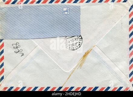 Back side Post envelope, background. Stock Photo