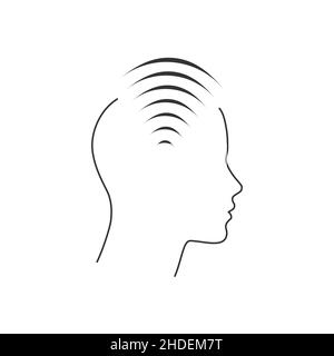 Wifi Signal Symbol Inside of human head. wireless human network. Stock vector illustration isolated Stock Vector