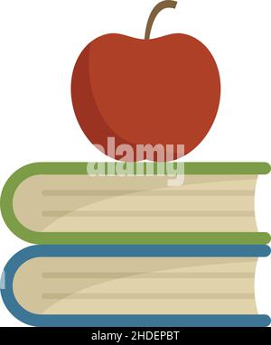 Syllabus books with apple icon. Flat illustration of Syllabus books with apple vector icon isolated on white background Stock Vector