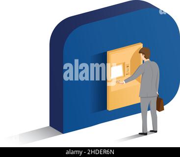 Male Employee atm withdrawal vector isolated on white Stock Vector