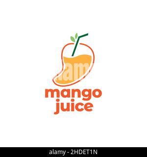fresh mango fruit with water juice logo design vector graphic symbol icon illustration creative idea Stock Vector