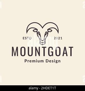 hipster face mountain goat logo design vector graphic symbol icon illustration creative idea Stock Vector