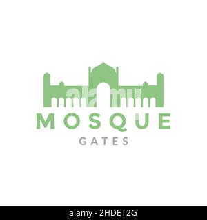 flat green mosque gate logo design vector graphic symbol icon illustration creative idea Stock Vector