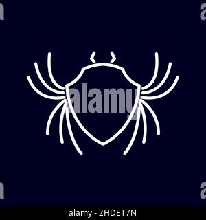 line shield with spider shape logo design vector graphic symbol icon illustration creative idea Stock Vector