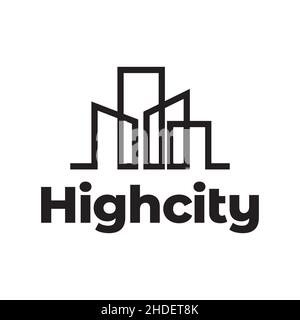 continuous line city skyscraper logo design vector graphic symbol icon illustration creative idea Stock Vector