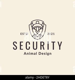 line shield with dog logo design vector graphic symbol icon illustration creative idea Stock Vector